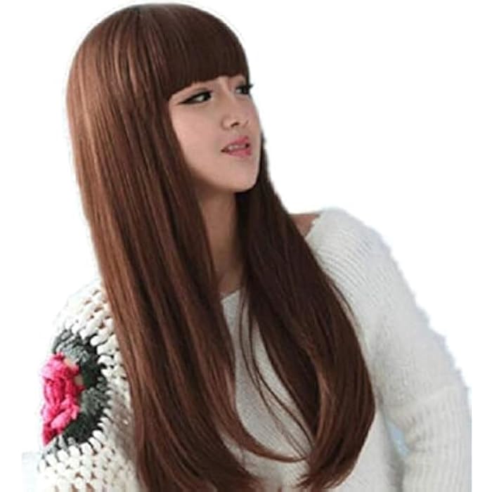 DILLARDS Fluffy Long Curls Slightly Curled Wig With Flat Bangs For Women Girls -H087, 2724700014935 - Image 2